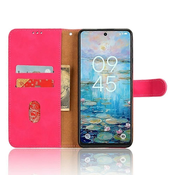 For TCL 50 NxtPaper 5G Lærveske Hudfølelse Anti-Fall Lommebok Flip Telefondeksel - Grønn[HK] Red Multicolor