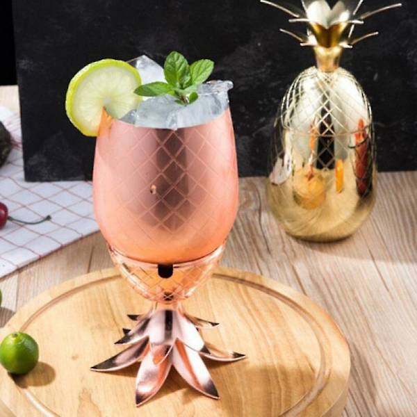 Smuk Comy Ananas Cocktail Kop 304 Rustfrit Stål Ananas Cocktail Krus Bar Fest Tilbehør Rose Guld[HK] Rose Gold