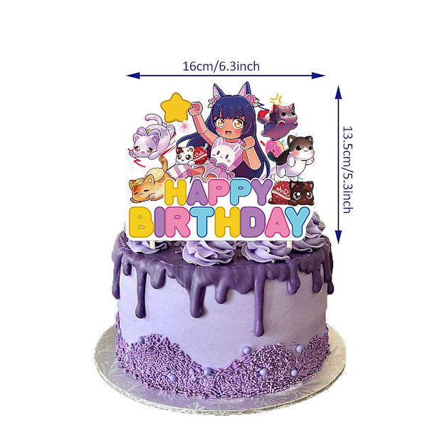 Aphmau Plushies Födelsedag Dekorationer Set Cartoon Söt Tema Födelsedag Dekorationer Ballonger Tårta Topper Banners    [HK]