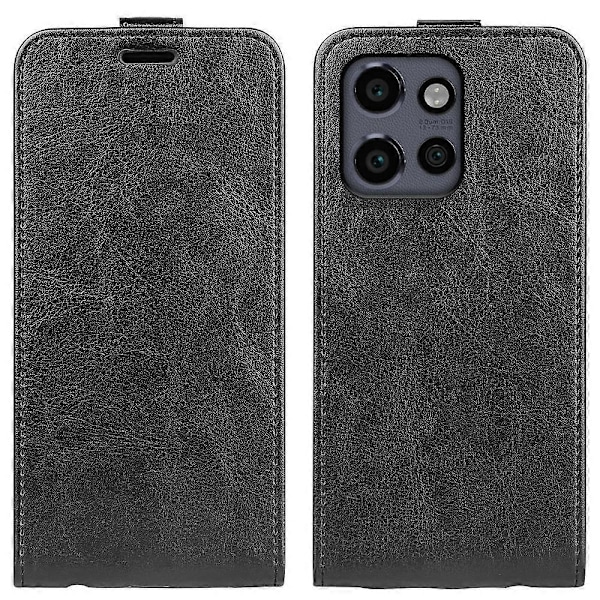 För Motorola Edge 50 Neo 5G Fodral med Kortfack Vertikalt Flip Läder Telefonskal -[HK] Black Multicolor