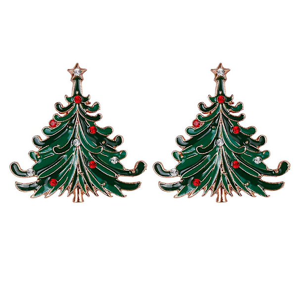 2 st Vintage Julgran Brosch Rhinestone Inlagd Brosch För Jul Vinterfest (xz80) Storlek 2Grön