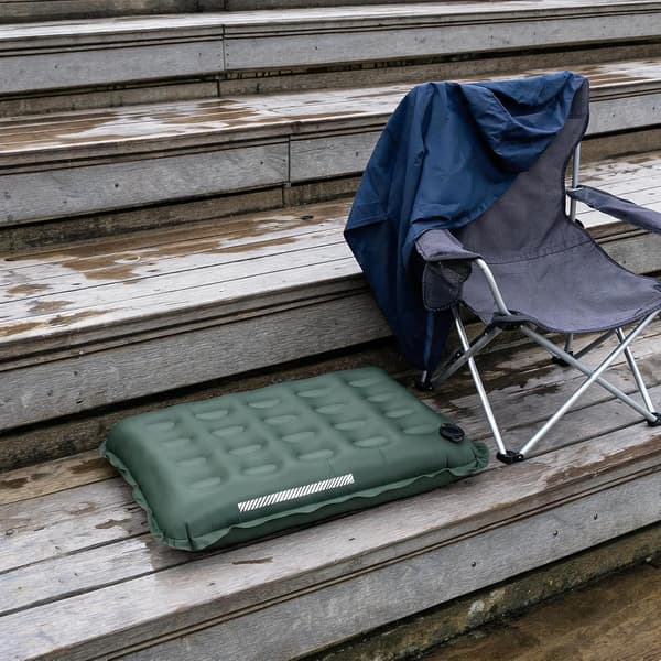 Uppblåsbar sittdyna för flygresor - Bärbar vattentät dyna - Lättviktig stadiondyna | för utomhuscamping, backpacking, klättring Green