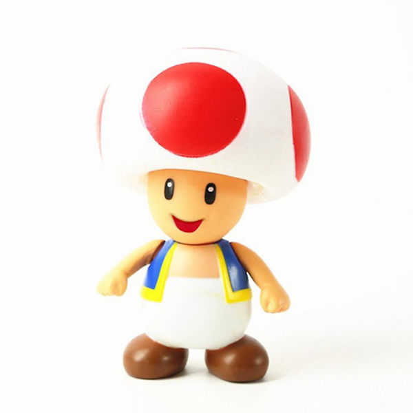 Super Mario Bros PVC Actionfigurer för Pojkar Flickor Barn Leksaker Mario Luigi Yoshi Wario Donkey Kong Figurer Dockor Samling Modell Födelsedagspresenter [HK] Mushroom Head