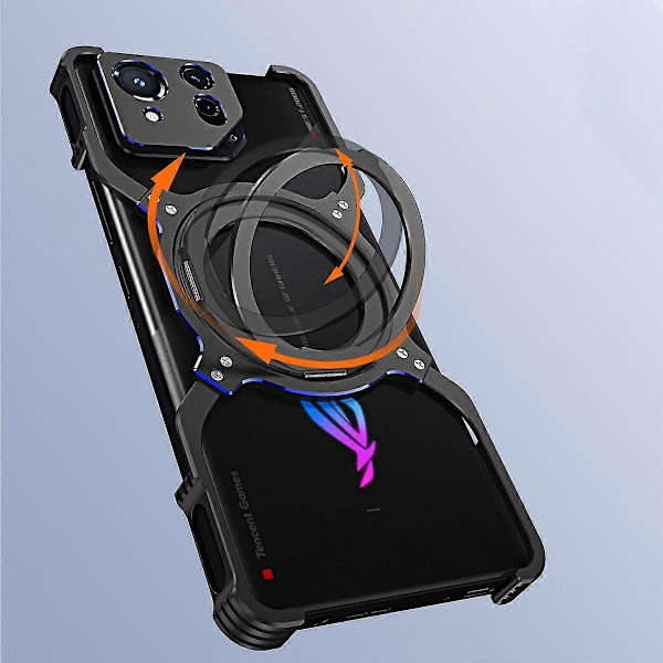Asus ROG Phone 8 5G/8 Pro 5G Puskurikotelo Kehyksetön Magneettinen Jalusta Metallinen Puhelinkuori [HK] Style D Multicolor