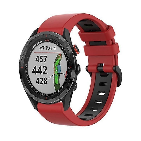 Silikoninen kellon ranneke Garmin Approach S62 -kelloon Red Black