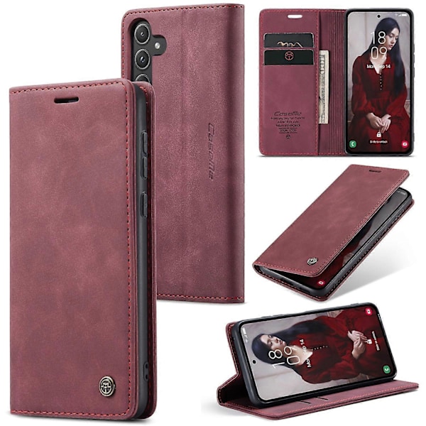 CASEME 013-serien för Samsung Galaxy A55 5G Fodral PU Läder Ställ Visning Business Telefonskal [HK] Style C Multicolor