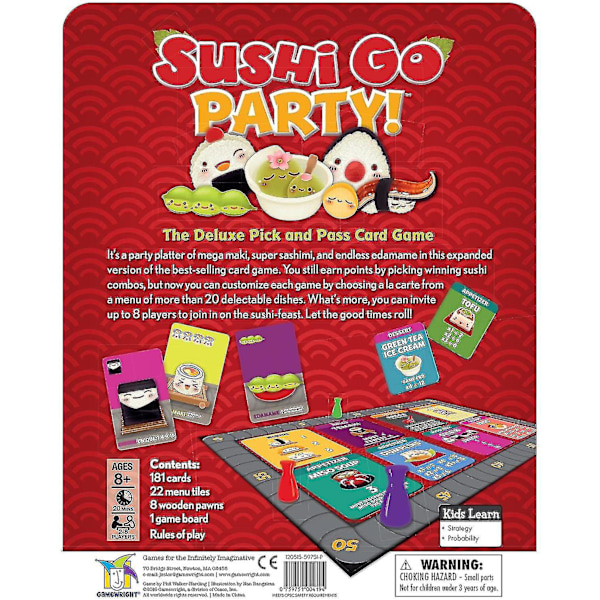 Gamewright | Sushi Go Party Spil | Kortspil | Alder 8+ | 2-8 Spillere | 20 Minutters Spilletid[HK]