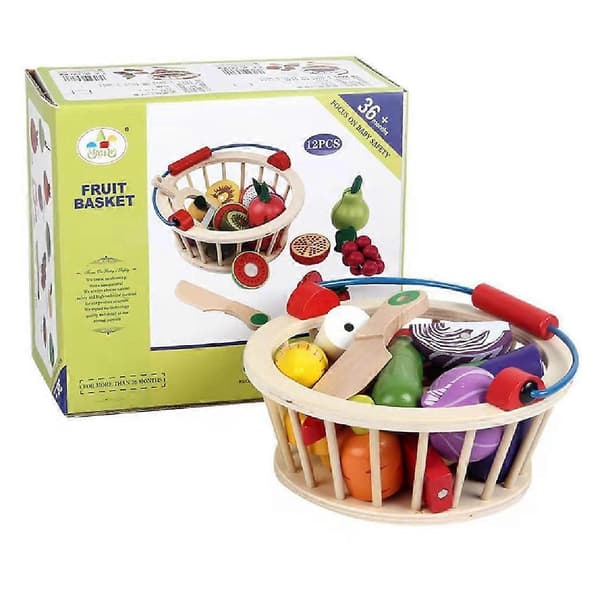 1 set småbarnsrollspel leksak träfrukter modell grönsaker leksak för att skära [HK] Vegetable