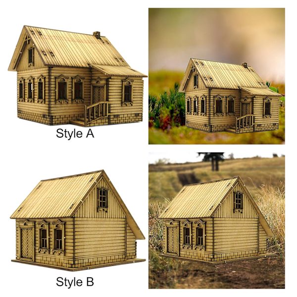 1/72 Trä Europeiskt Hus För Mikro Landskap Sandbord Arkitektur Modell Stil A[HK] Style A 8cm