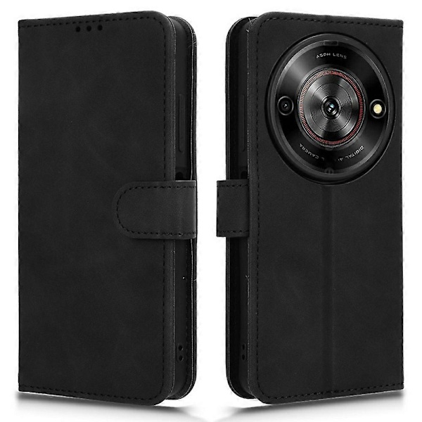 For ZTE Blade A75 5G Lærveske Hudfølelse Anti-Fall Lommebok Flip Telefondeksel - Grønn[HK] Black Multicolor
