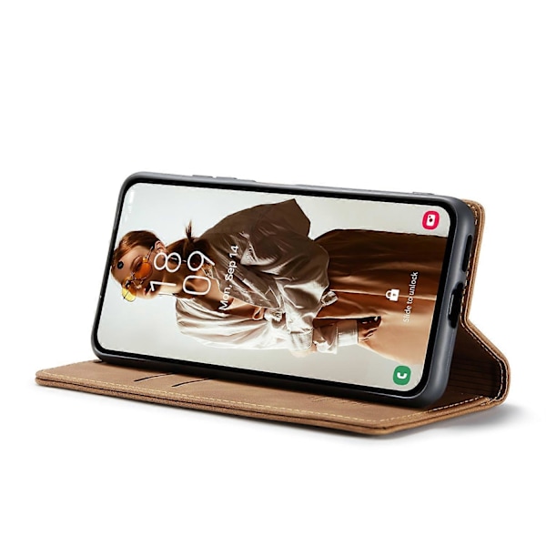 CASEME 013-serien för Samsung Galaxy A55 5G Fodral PU Läder Ställ Visning Business Telefonskal [HK] Style B Multicolor