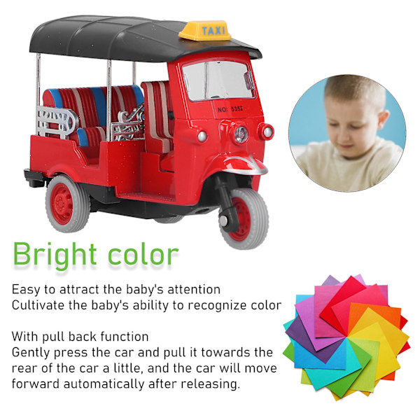 Drag Thai Tricycle Simulation Alloy Tuk Tuk Bilmodell Leksak Barnfordon Leksak För Barn 3-6 År[HK] Red