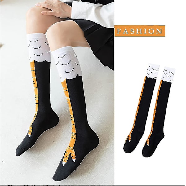 2 par kyllingfotsokker Nyhet Morsomme Galskap Kyllingbensokker Kalkunsokker Morsomme Gaver Til Fest[HK] Black Yellow Claw mid-calf