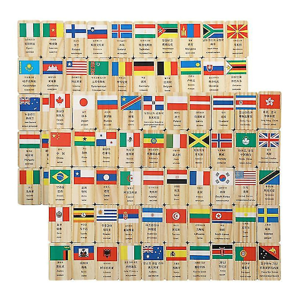 100 st flerspråkiga flaggor Domino i trä leksaker Förstå världen Domino block Tidig utbildning Kognitivt spel[HK] Russian Federation