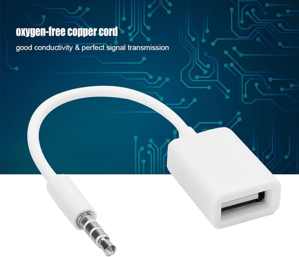 USB lydkabel 3,5 mm til aux-adapter med ekstra lengde[HK]