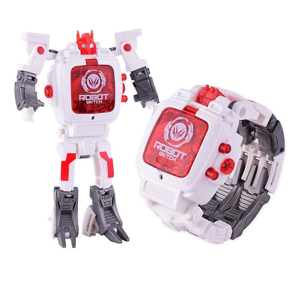 Kid Barn Robot Elektronisk Klokke Manuell Transformasjon Kreative Leker Deformert[HK] Red