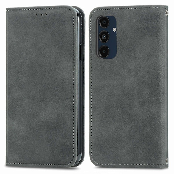 Til Samsung Galaxy S24 FE Etui Hud-Touch Læder Wallet Telefon Cover Magnetisk Absorption[HK] Grey