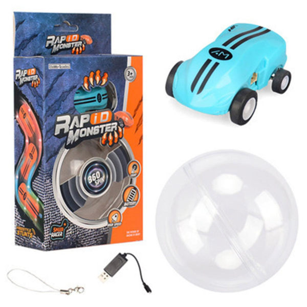Mini Snabb Leksaksbil Micro Racer Stunt Bilar 360 Grader Roterande Fickracer Lys i Mörkret[HK] Blue