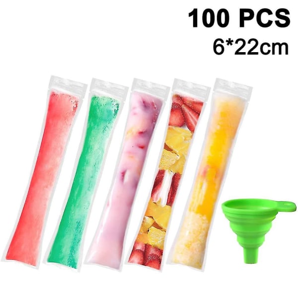 HK 100st Popsicle Molds påsar Disponibel DIY Ice Form påsar Popsicle Bags Maker 6 X 22cm