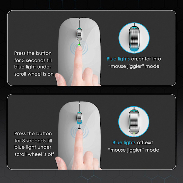 Mouse Jiggler Anti-Hibernate Auto-Move Cursor Virtuell Trådløs Bluetooth-mus Hindre Datamaskin Loc[HK] Silver
