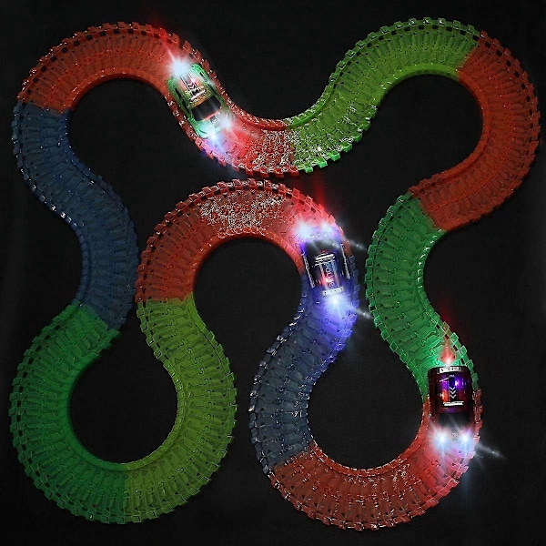 SBSG Ersättningsbilar endast för bilbanor, Flexibla racerbilar för Magic Tracks Glow in the Dark, LED-lampor Batteridriven Snap N Glow Trax c[HK]