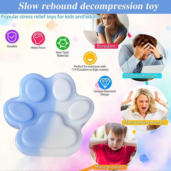 Håndlavet Taba Squishy Stor Kattefod Silikone Klemmelegetøj til Stresslindring, Kattefod Kæmpefod Squishy Sensorisk Legetøj til Angst & Afslapning