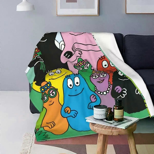 Les Barbapapa Familj Flanell Filt Söt Tecknad Anpassad Pläd Filt för Soffa Sängkläder Lounge Matta Bit[HK] 125x100cm