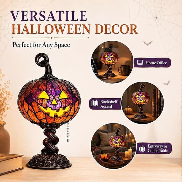Bejdset Halloween Græskar Bordlampe - Fortryllende Dekorativ Belysning til Hjemmet[HK]