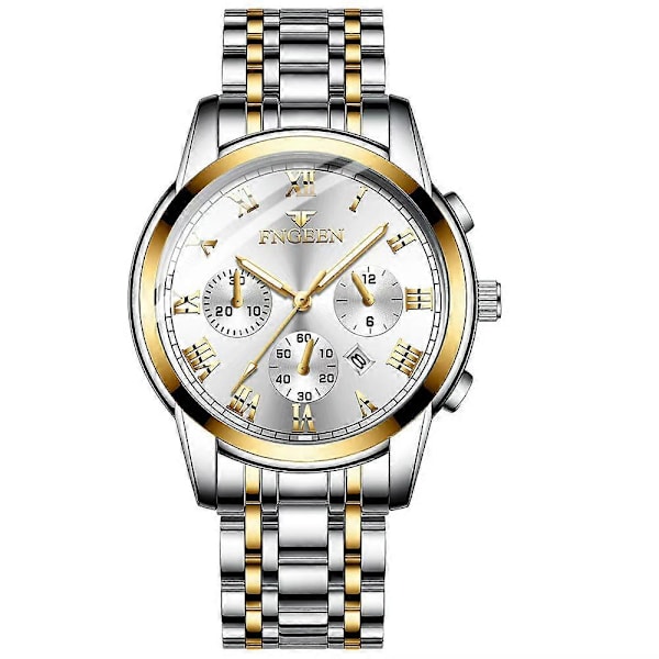 Herre Formelle Afslappede Business Armbåndsure Vandtæt Rustfrit Stål Analog Kvarts Selvlysende Armbåndsur[HK] White Dial