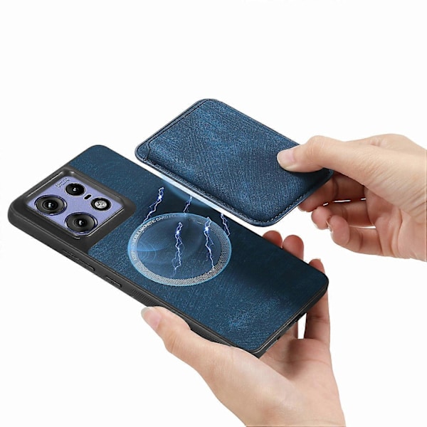 Motorola Edge 50 Pro 5G -puhelimen suojakuori nahka+TPU retro-tyylinen irrotettavalla korttipaikalla - Vihreä[HK] Blue Multicolor