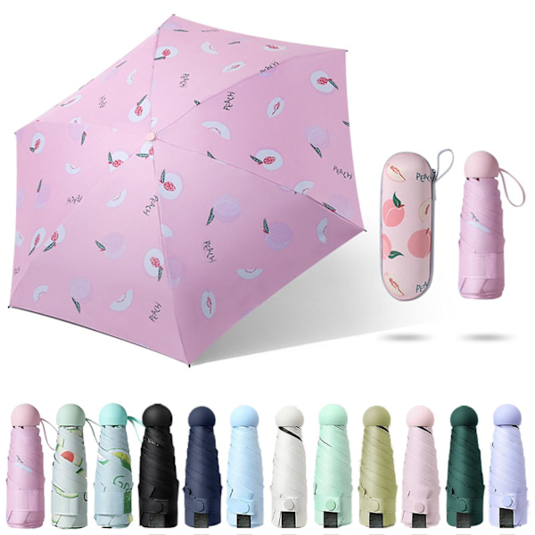 HK  Solparaply Foldet Ultra-let Seks-benet Med Æske Solbeskyttelse UV-beskyttelse Solskygge Solskin peach