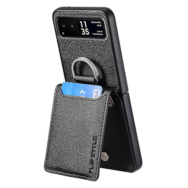 Litchi Tekstur Læder Telefon Cover Til Motorola Razr 40 S202412274918[HK] Black