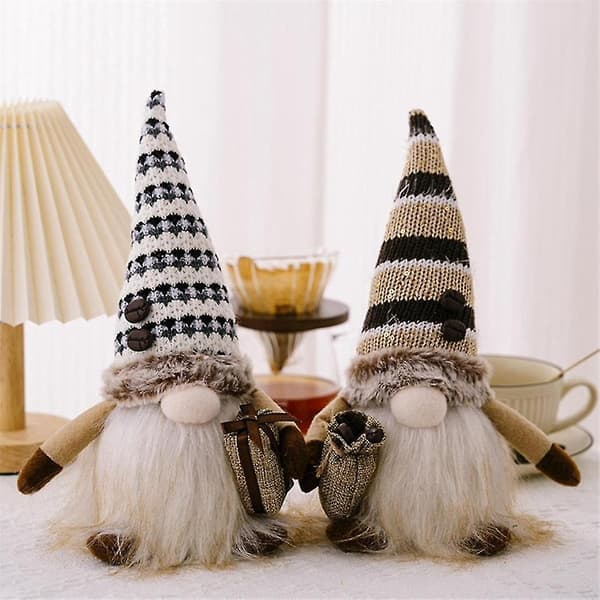 Heminredningsprydnad med ljus kaffeböna tomte ansiktslös docka prydnad lysande tomtefigur A