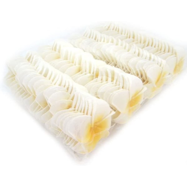 HKK  100-pack vita skum Hawaiianska Frangipani konstgjorda Plumeria blomblad mössa Ha