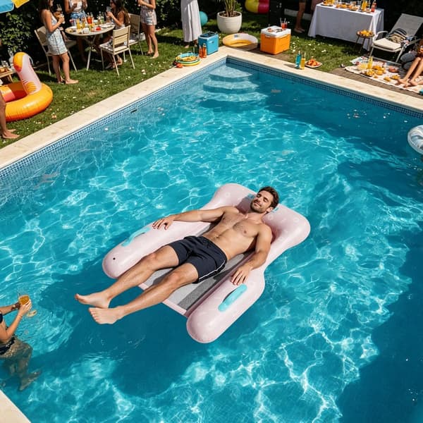 Pool Float Stol, Sammenklappelig Mesh Base Lounger - Tre-sidet Støtte Anti-vælte Oppustelig Seng Pool - til Voksne Mænd Kvinder Unge Børn T[HK] Pink