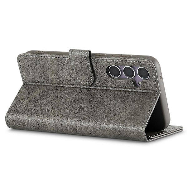 LC.IMEEKE Til Samsung Galaxy S25 Etui Kalvetekstur PU Læder Stand Wallet Telefon Cover -[HK] Grey Multicolor