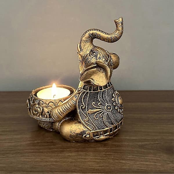 B-White Dyrelysestaker Elefant Skulptur Telysestake Dekorasjon Små Lysestaker God Lykke[HK] White