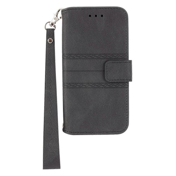 Präglat Läderfodral För Samsung Galaxy A34 5G[HK] Black