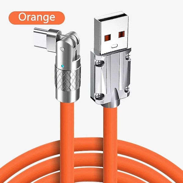 120W 6A Snabbladdande USB Typ C-kabel 180° Rotation Vinkelkabel Telefonladdare för Xiaomi Redmi Honor USB C-kabel Datalina[HK] orange Android Type C port
