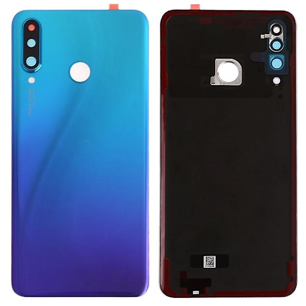 Til Huawei P30 Lite (48MP) Batteri Cover med Klæbemærke+Kameraglas Cover - Aurora Blue[HK]