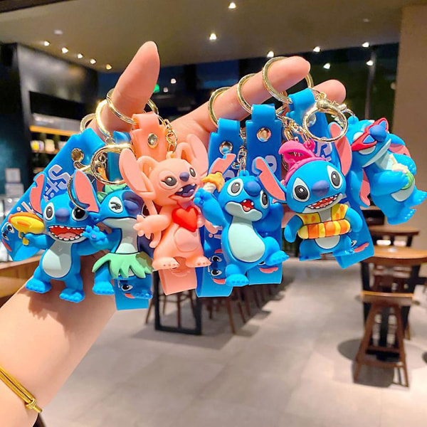 Söt Cartoon Stitch Nyckelring Personlig hängande nyckelring för Key Handväska Dekor[HK] Love