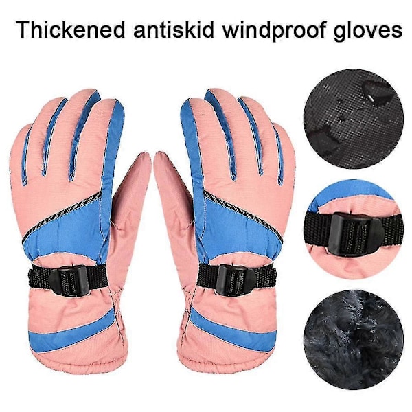 Touchscreen Varme Vandtætte Ridehandsker Tykkere Voksen Kolde Vinter Udendørs [HK] Style1 Pink