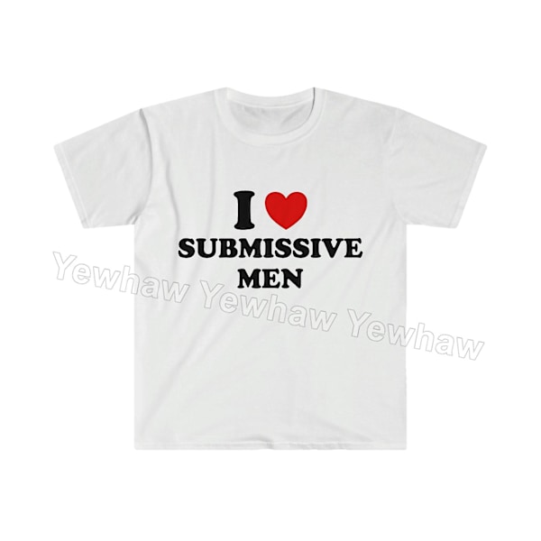 \"Hauska Y2K Meemi T-paita I Love Heart Submissive Men 2000-luvun Tyyli Vitsi Tee Lahja Paita\"[HK] S