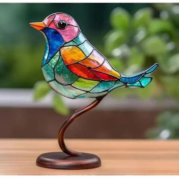 Lasimaalauksella koristellut linnut oksalla, pöytäkoristeet, metallilintuveistoskoristeet [HK] 1 birds
