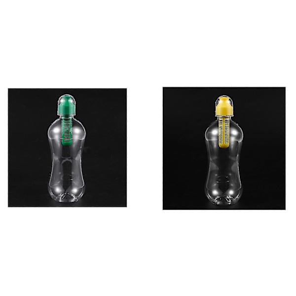 2 st 550ml Utomhus Vattenflaska med Filter, Grön & Gul[HK]