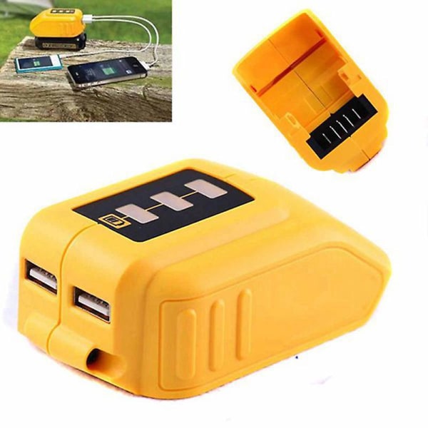 Adapter USB laddare kompatibel Dewalt 14.4v 18v 20v Li-ion batteriomvandlare Dcb090 USB enhet kompatibel Dewalt Laddning Dual USB[HhhK]