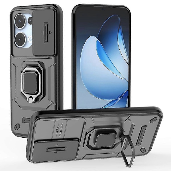 For Oppo Reno13 5G (Global) Deksel PC TPU Støtte Telefonbeskytter med Linsebeskyttelse - Grønn[HK] Black Multicolor