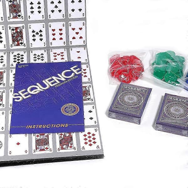 Sequence Premium Edition lautapeli, viisi peräkkäin -strategiakorttipeli aikuisille ja perheille [HK]