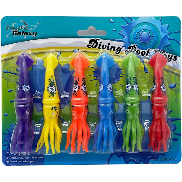 Barnebasseng Dykkespill, Øv Dykking Og Svømming, Undervanns Flerfarget Synkende Blekksprut (sett Med 6)[HK] multicolored squid