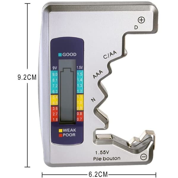 Universal Digital Batteritester til AA AAA CDN 9V 1.5V Knapcelle Mini Batterier[HK]